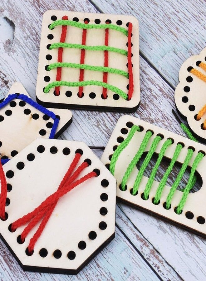 Curious Button Wooden Lacing Toy,Educational Threading Activity Puzzles,Learning Fine Motor Skill Travel Toy| Rectangle Shape Sewing Toy 1pc|Learning Montessori Activity Gift Toy for Kids - Image 3